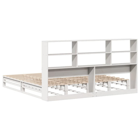 vidaXL Bookcase Bed without Mattress White 200x200 cm Solid Wood