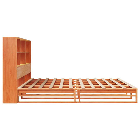 vidaXL Bookcase Bed without Mattress Wax Brown 200x200 cm Solid Wood