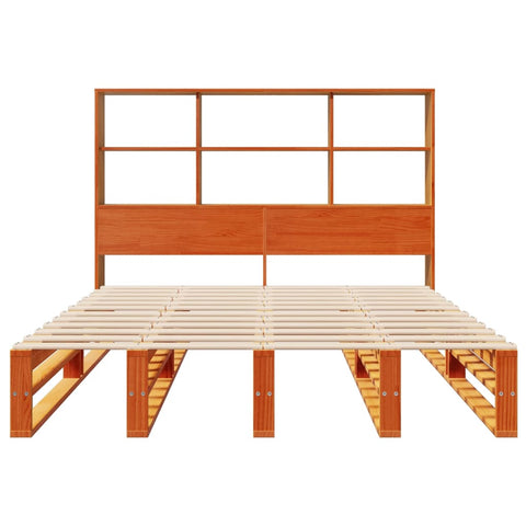 vidaXL Bookcase Bed without Mattress Wax Brown 120x190 cm Small Double Solid Wood