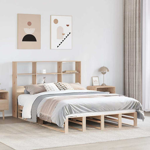vidaXL Bookcase Bed without Mattress 140x190 cm Solid Wood