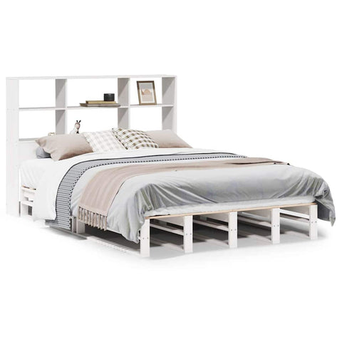 vidaXL Bookcase Bed without Mattress White 140x190 cm Solid Wood