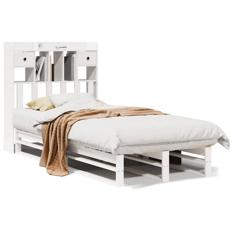 vidaXL Bookcase Bed without Mattress White 90x200 cm Solid Wood Pine