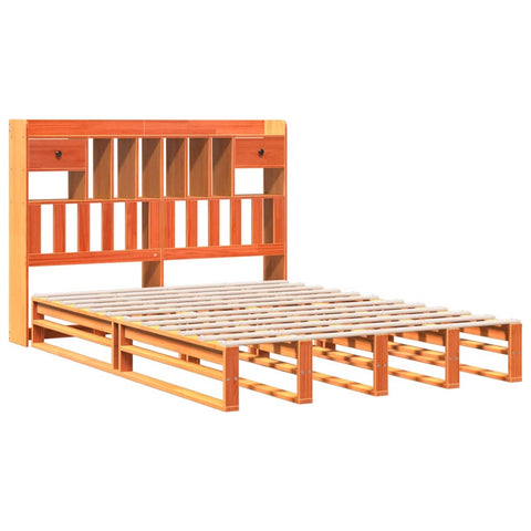 vidaXL Bookcase Bed without Mattress Wax Brown 140x200 cm Solid Wood Pine