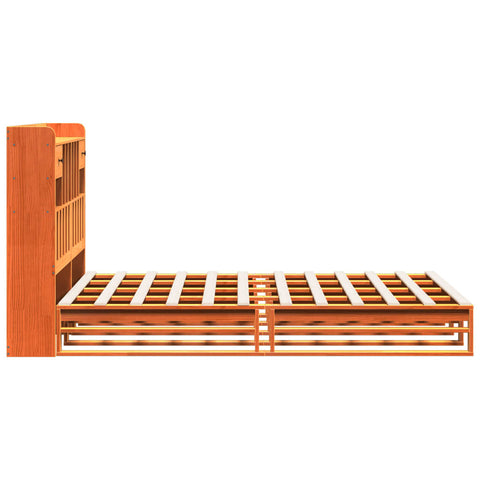 vidaXL Bookcase Bed without Mattress Wax Brown 140x200 cm Solid Wood Pine
