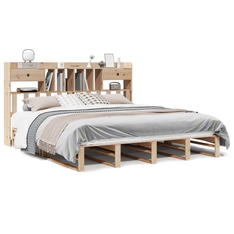 vidaXL Bookcase Bed without Mattress 180x200 cm Super King Solid Wood Pine