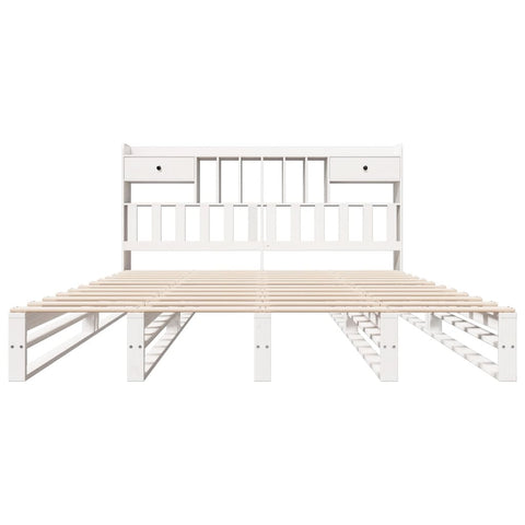 vidaXL Bookcase Bed without Mattress White 180x200 cm Super King Solid Wood Pine