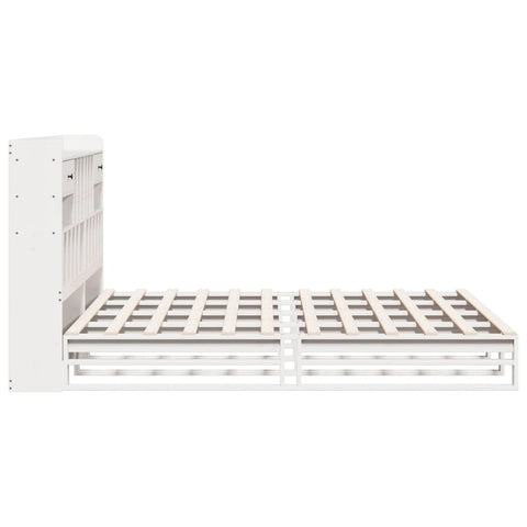 vidaXL Bookcase Bed without Mattress White 180x200 cm Super King Solid Wood Pine