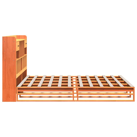 vidaXL Bookcase Bed without Mattress Wax Brown 200x200 cm Solid Wood Pine