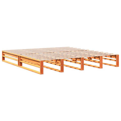 vidaXL Bookcase Bed without Mattress Wax Brown 200x200 cm Solid Wood Pine