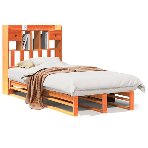 vidaXL Bookcase Bed without Mattress Wax Brown 90x190 cm Single Solid Wood Pine