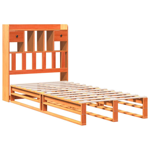 vidaXL Bookcase Bed without Mattress Wax Brown 90x190 cm Single Solid Wood Pine