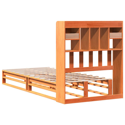 vidaXL Bookcase Bed without Mattress Wax Brown 90x190 cm Single Solid Wood Pine