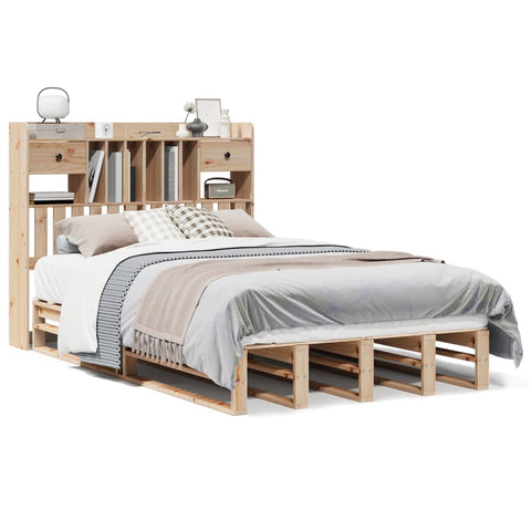 vidaXL Bookcase Bed without Mattress 135x190 cm Double Solid Wood Pine