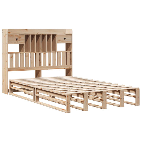 vidaXL Bookcase Bed without Mattress 135x190 cm Double Solid Wood Pine