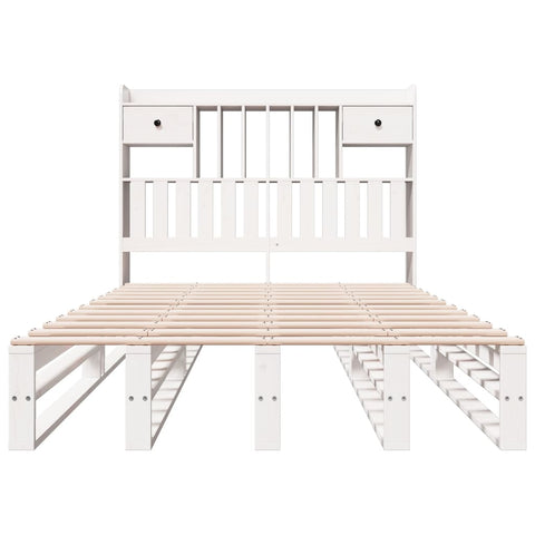 vidaXL Bookcase Bed without Mattress White 135x190 cm Double Solid Wood Pine