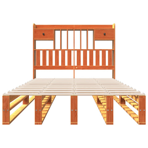 vidaXL Bookcase Bed without Mattress Wax Brown 135x190 cm Double Solid Wood Pine