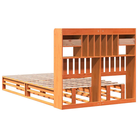 vidaXL Bookcase Bed without Mattress Wax Brown 135x190 cm Double Solid Wood Pine