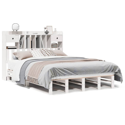 vidaXL Bookcase Bed without Mattress White 140x190 cm Solid Wood Pine