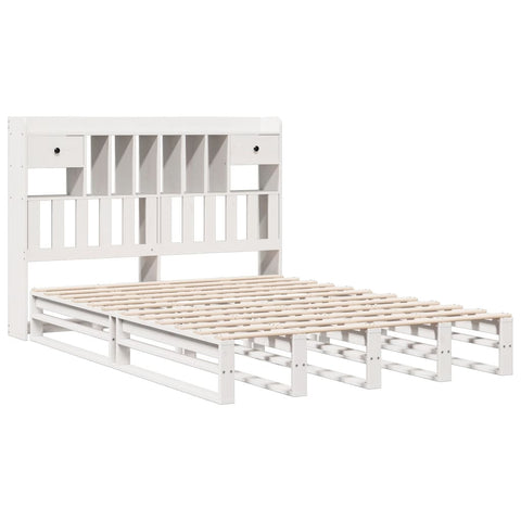 vidaXL Bookcase Bed without Mattress White 140x190 cm Solid Wood Pine