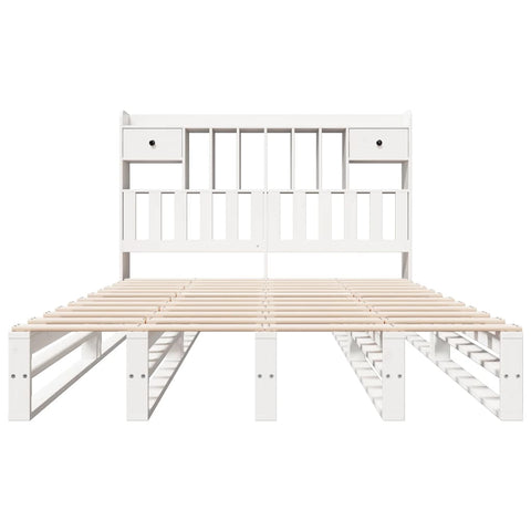 vidaXL Bookcase Bed without Mattress White 140x190 cm Solid Wood Pine