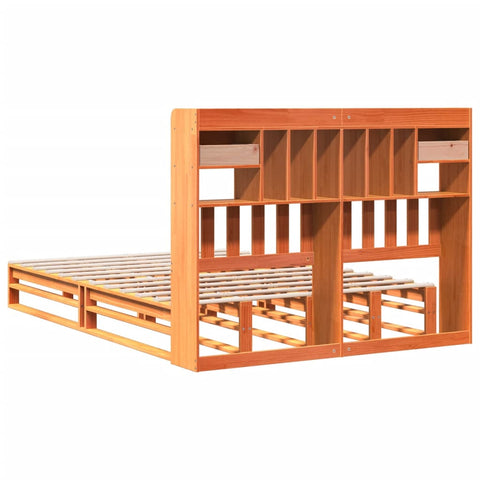 vidaXL Bookcase Bed without Mattress Wax Brown 140x190 cm Solid Wood Pine