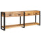 vidaXL Console Table with Drawer 2 pcs Brown Solid rough mango wood