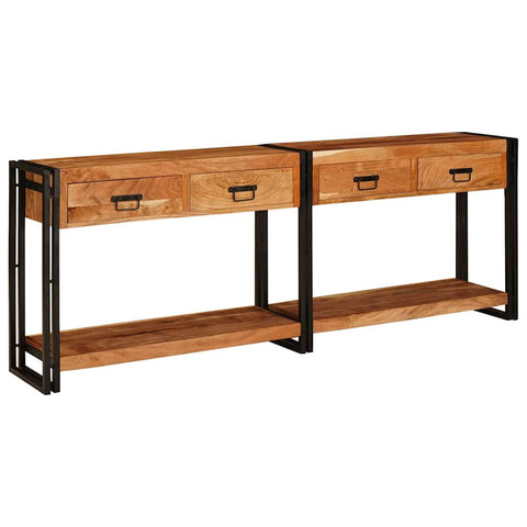 vidaXL Console Tables 2 pcs Brown 200 x 33 x 75 cm Solid Acacia wood
