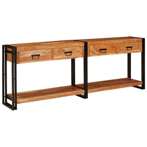 vidaXL Console Tables 2 pcs Brown 200 x 33 x 75 cm Solid Acacia wood