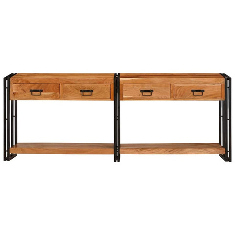 vidaXL Console Tables 2 pcs Brown 200 x 33 x 75 cm Solid Acacia wood