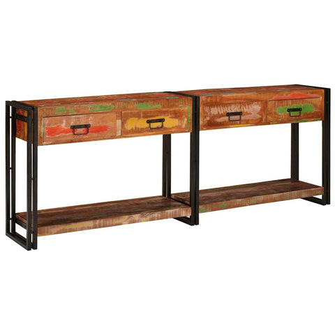 vidaXL Console Tables with Drawer with Shelf Other 2 pcs Multicolour Solid Reclaim wood