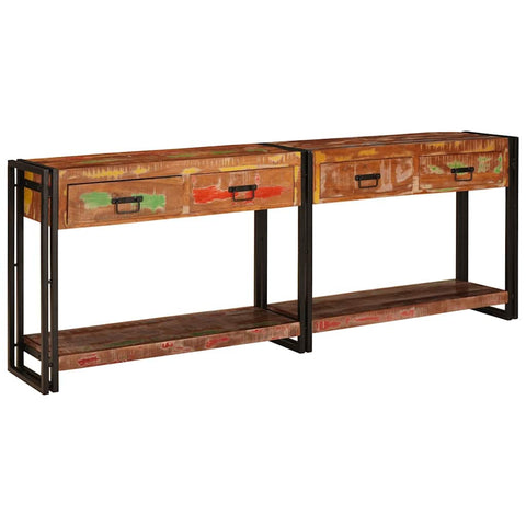 vidaXL Console Tables with Drawer with Shelf Other 2 pcs Multicolour Solid Reclaim wood