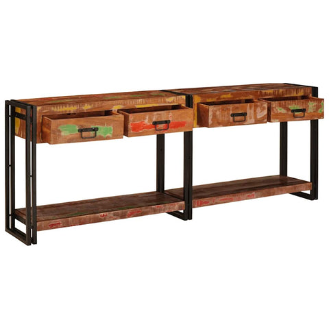 vidaXL Console Tables with Drawer with Shelf Other 2 pcs Multicolour Solid Reclaim wood