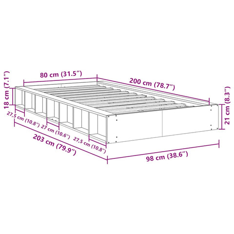 vidaXL Bed Frame without Mattress 80x200 cm Solid Wood Oak