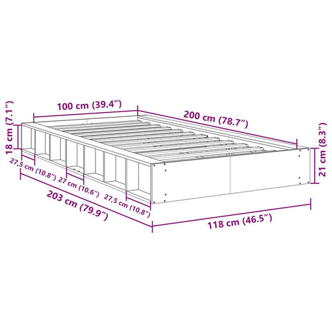vidaXL Bed Frame without Mattress 100x200 cm Solid Wood Oak