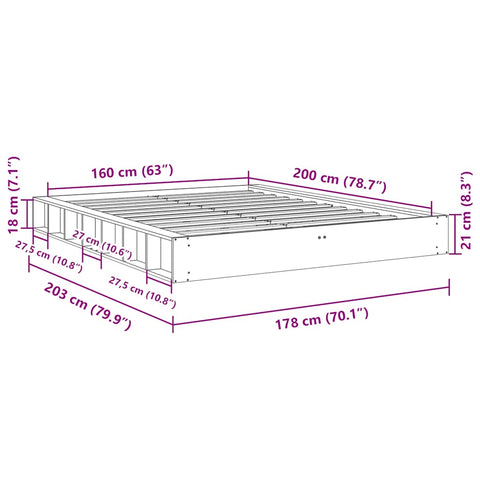 vidaXL Bed Frame without Mattress 160x200 cm Solid Wood Oak