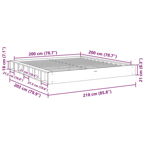 vidaXL Bed Frame without Mattress 200x200 cm Solid Wood Oak