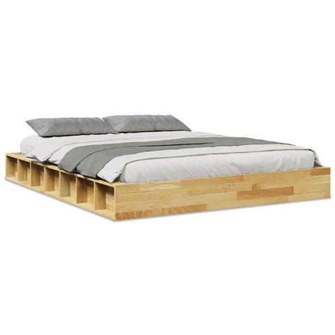vidaXL Bed Frame without Mattress 135x190 cm Solid Wood Oak