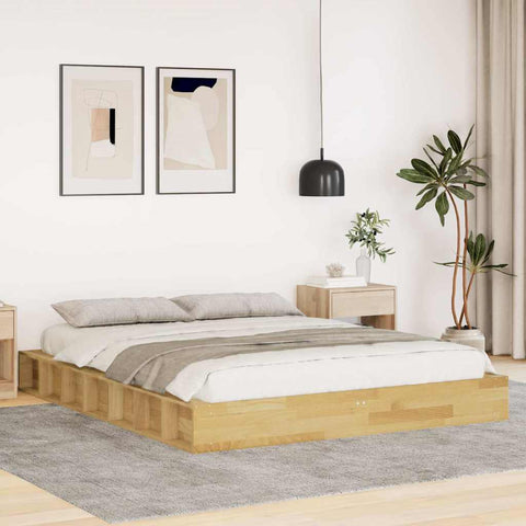 vidaXL Bed Frame without Mattress 135x190 cm Solid Wood Oak