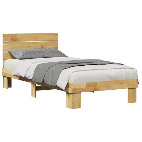 vidaXL Bed Frame with Headboard without Mattress 80x200 cm Solid Wood Oak