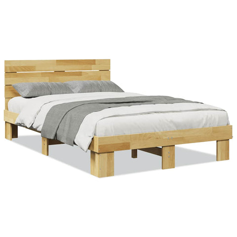 vidaXL Bed Frame with Headboard without Mattress 120x190 cm Solid Wood Oak