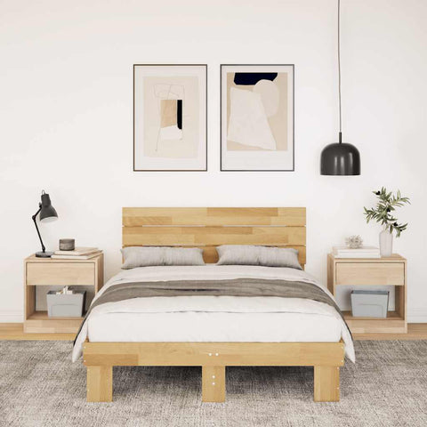 vidaXL Bed Frame with Headboard without Mattress 120x190 cm Solid Wood Oak