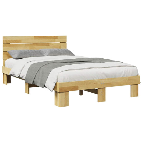 vidaXL Bed Frame with Headboard without Mattress 120x190 cm Solid Wood Oak
