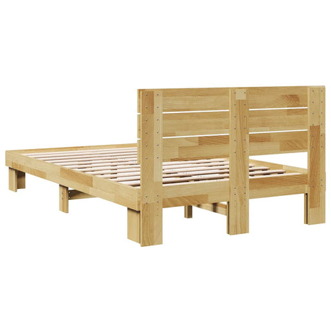 vidaXL Bed Frame with Headboard without Mattress 120x190 cm Solid Wood Oak