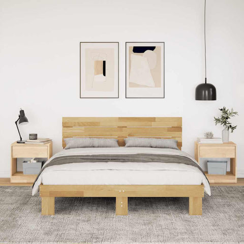 vidaXL Bed Frame with Headboard without Mattress 140x190 cm Solid Wood Oak