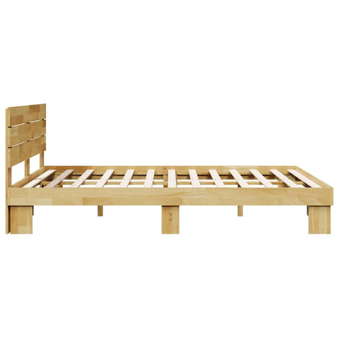 vidaXL Bed Frame with Headboard without Mattress 140x190 cm Solid Wood Oak