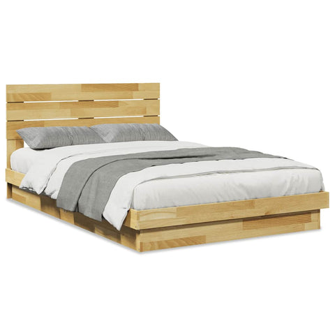 vidaXL Bed Frame with Headboard without Mattress 120x190 cm Small Double Solid Wood Oak