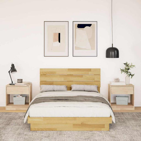 vidaXL Bed Frame with Headboard without Mattress 120x190 cm Small Double Solid Wood Oak