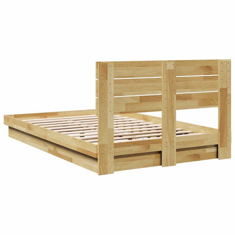 vidaXL Bed Frame with Headboard without Mattress 120x190 cm Small Double Solid Wood Oak