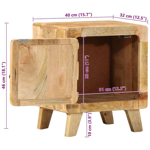 vidaXL Bedside Cabinet 40x32x46 cm Solid Wood Rough Mango