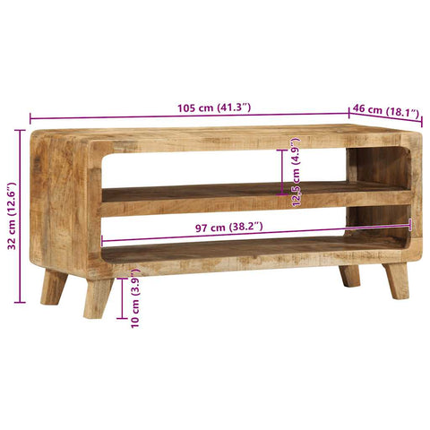 vidaXL TV Cabinet 105x46x32 cm Solid Wood Rough Mango